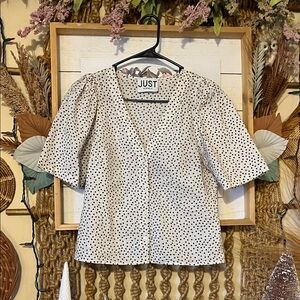 Just Female Avi organic cotton polka dot blouse size 34